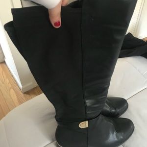 8W Black Boots with gold accents